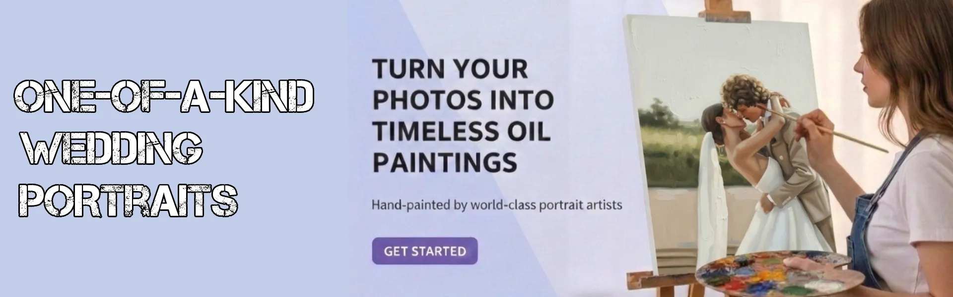 Hand‑painted wedding portrait created from a bride and groom’s photo.